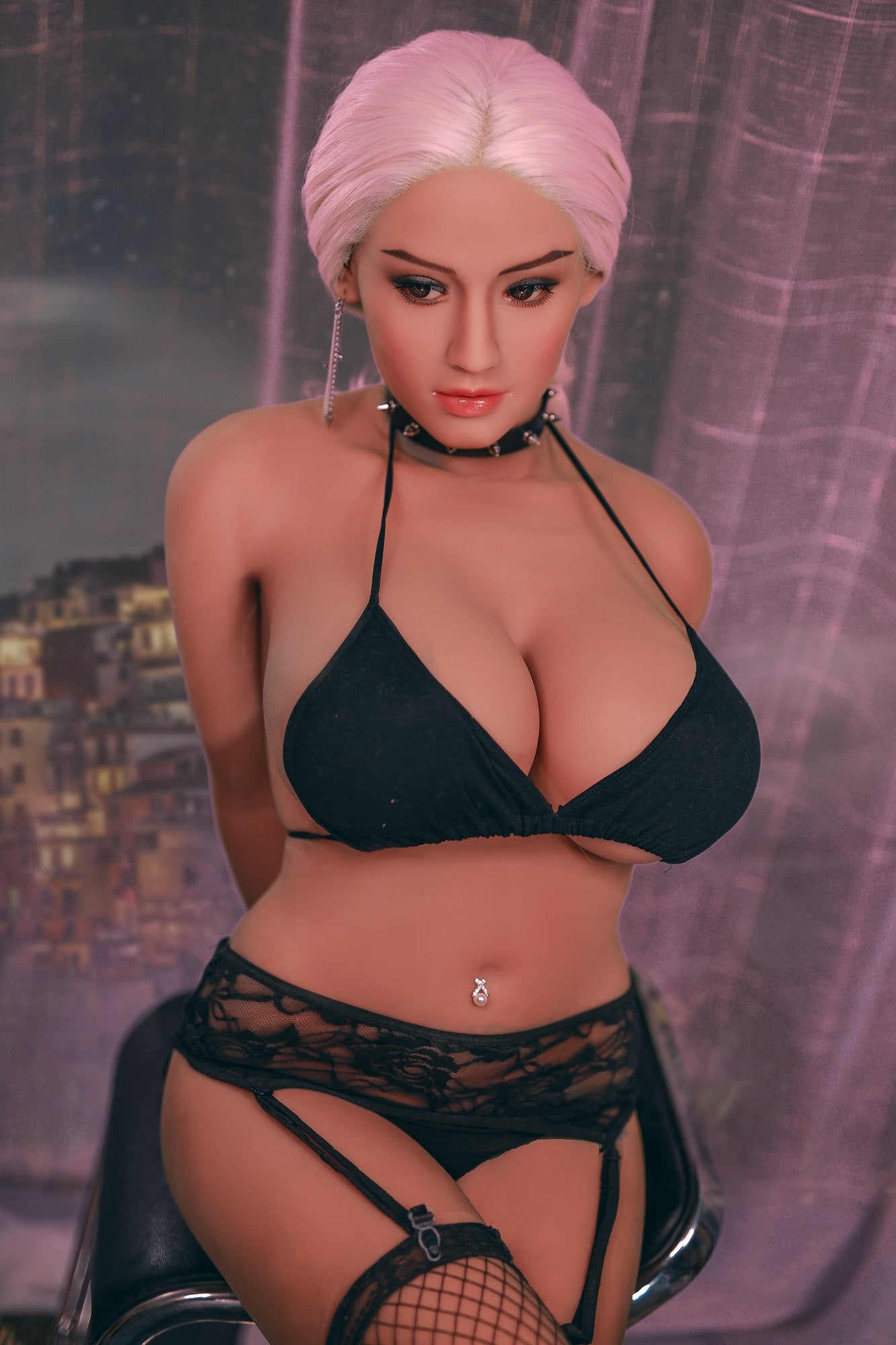 Big Breasts Natalie: 171cm Hot Sex Doll with Tattoos and White Hair Anmodolls YL