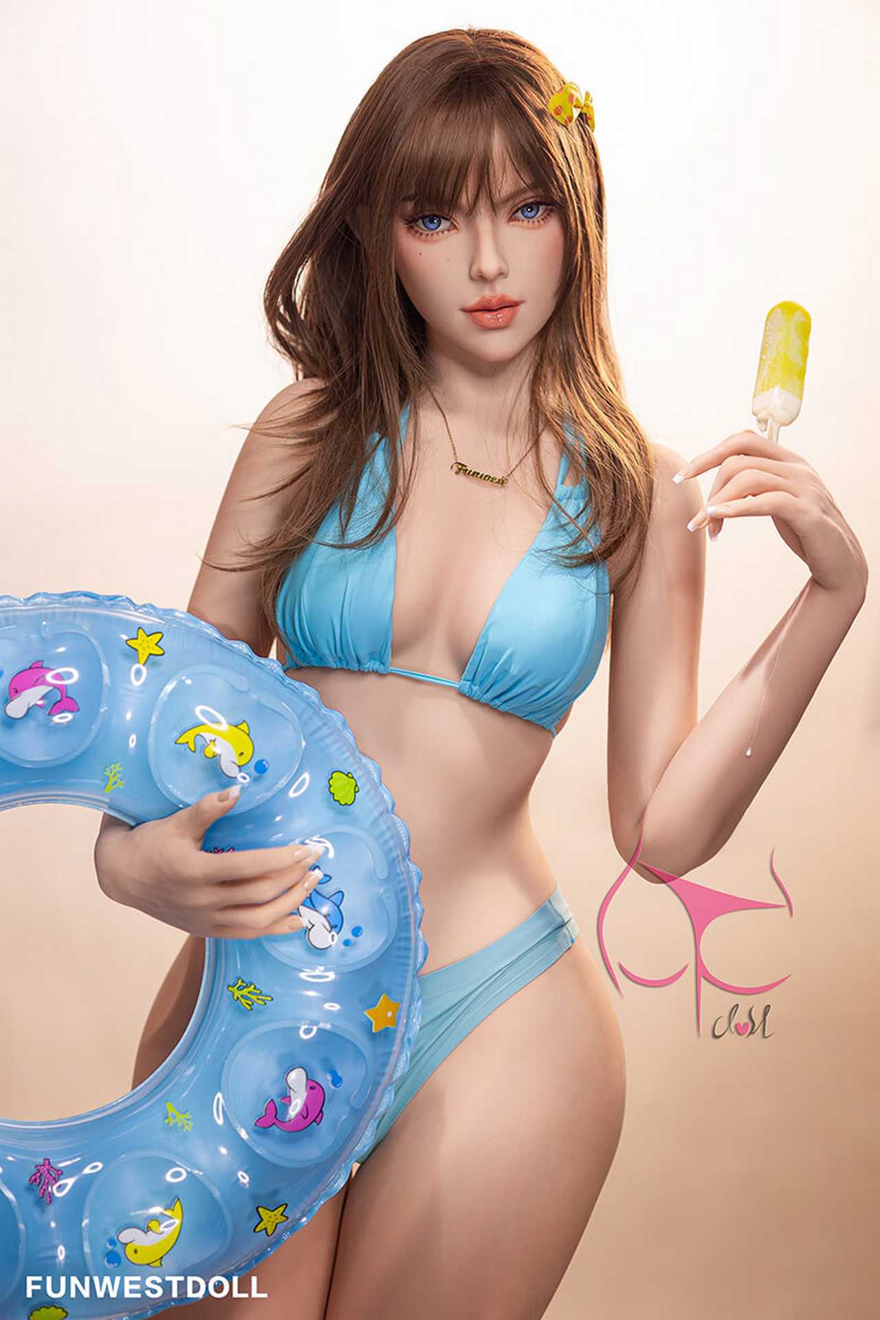 Funwest Jeanette: 157cm TPE Doll with Small C-Cup Breasts & Purple Swimwear Anmodolls Funwest