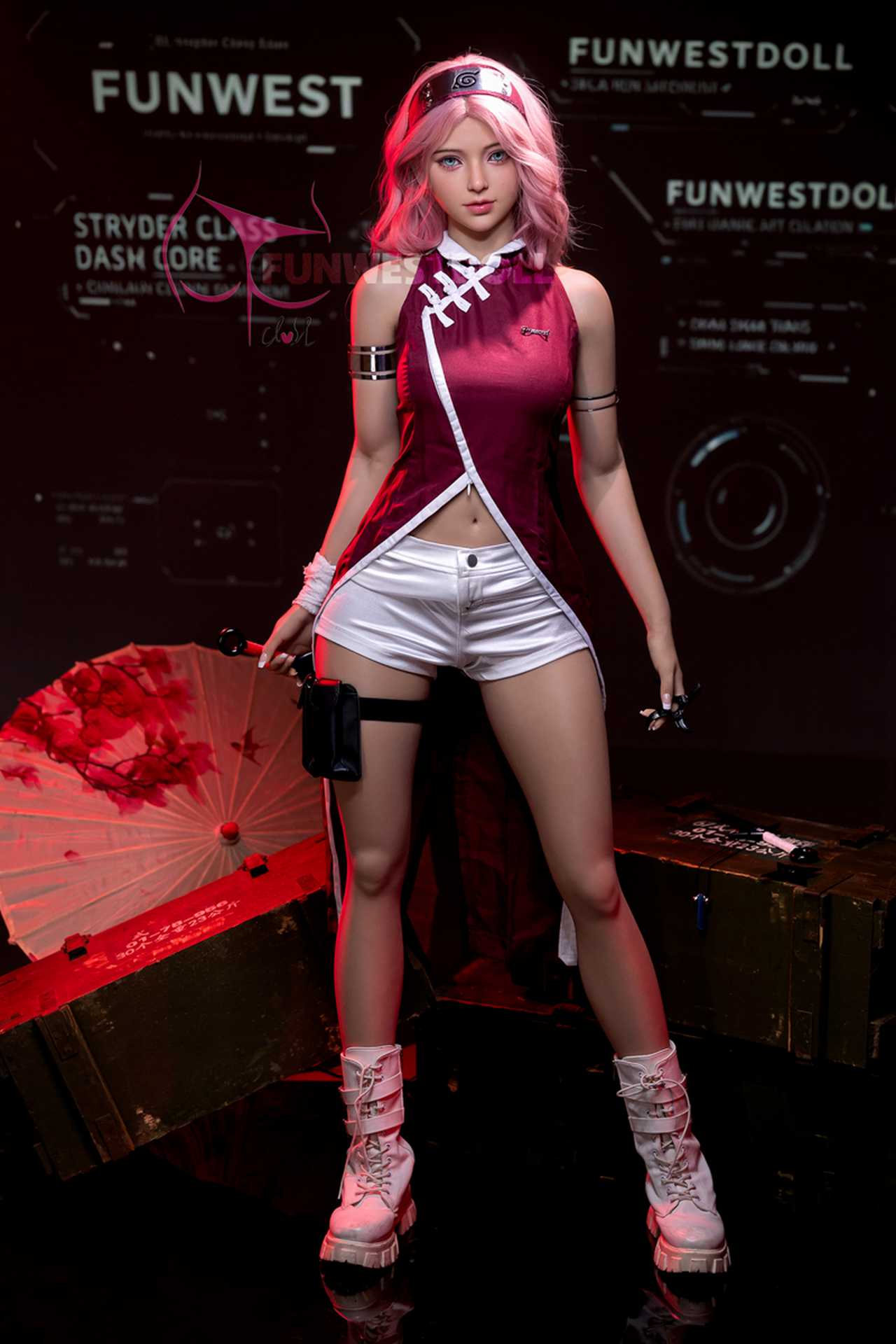 Funwest Agasha: Gray-haired Anime Superhero Doll with A-Cup Breast Anmodolls Funwest