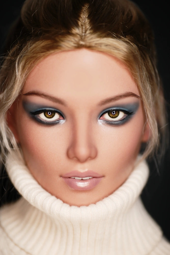 Suzanne - White over size sweater blonde Silicone sexy sex doll - Head (GE53) Anmodolls Zelex dolls - SILICONE
