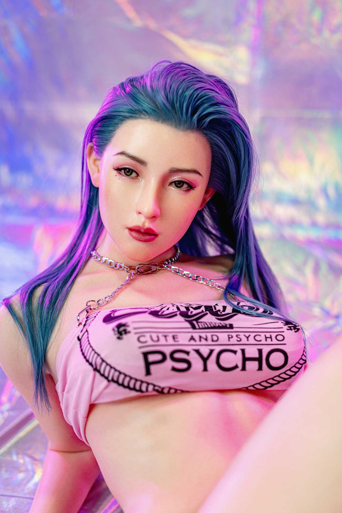 Colby - beautiful jeans little princess with blue hair Silicon Sex doll Anmodolls Zelex dolls - SILICONE