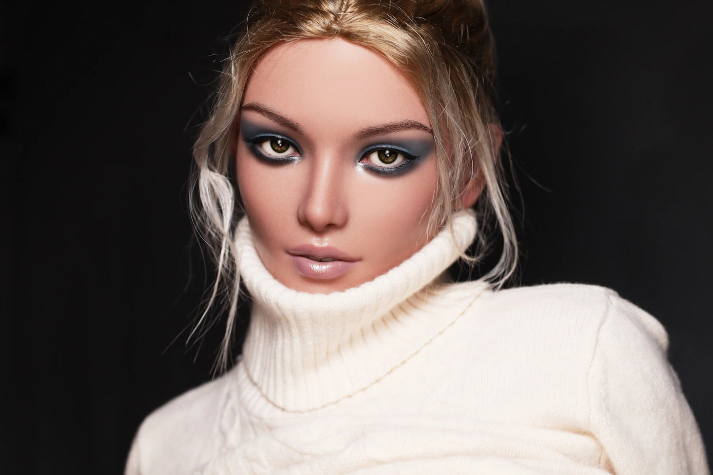 Suzanne - White over size sweater blonde Silicone sexy sex doll - Head (GE53) Anmodolls Zelex dolls - SILICONE
