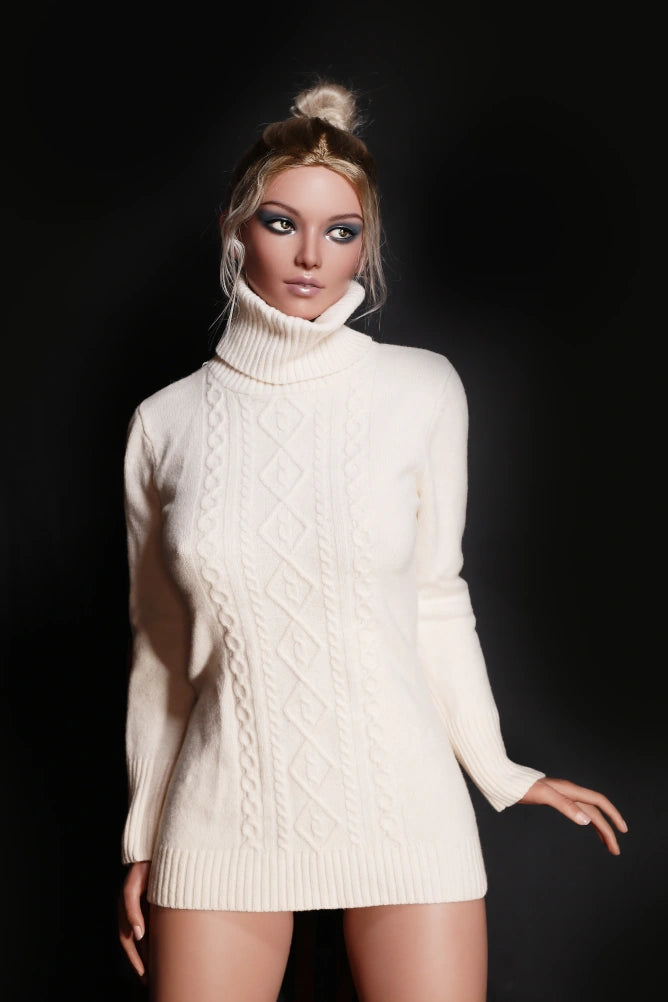 Suzanne - White over size sweater blonde Silicone sexy sex doll - Head (GE53) Anmodolls Zelex dolls - SILICONE