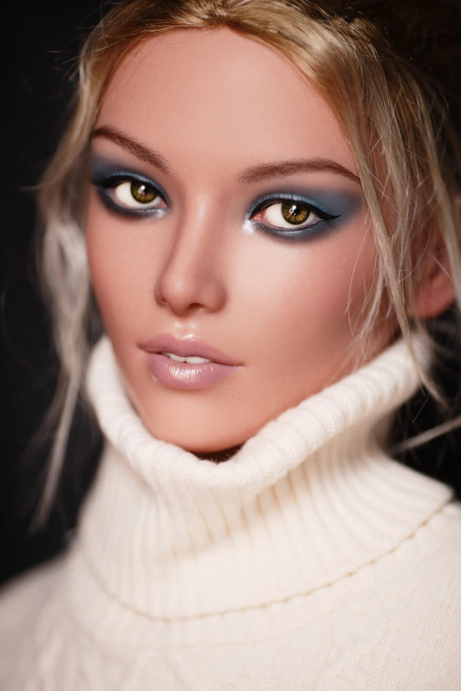 Suzanne - White over size sweater blonde Silicone sexy sex doll - Head (GE53) Anmodolls Zelex dolls - SILICONE