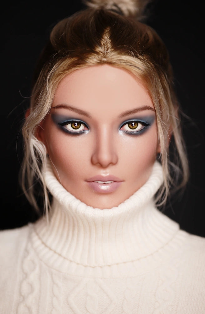 Suzanne - White over size sweater blonde Silicone sexy sex doll - Head (GE53) Anmodolls Zelex dolls - SILICONE
