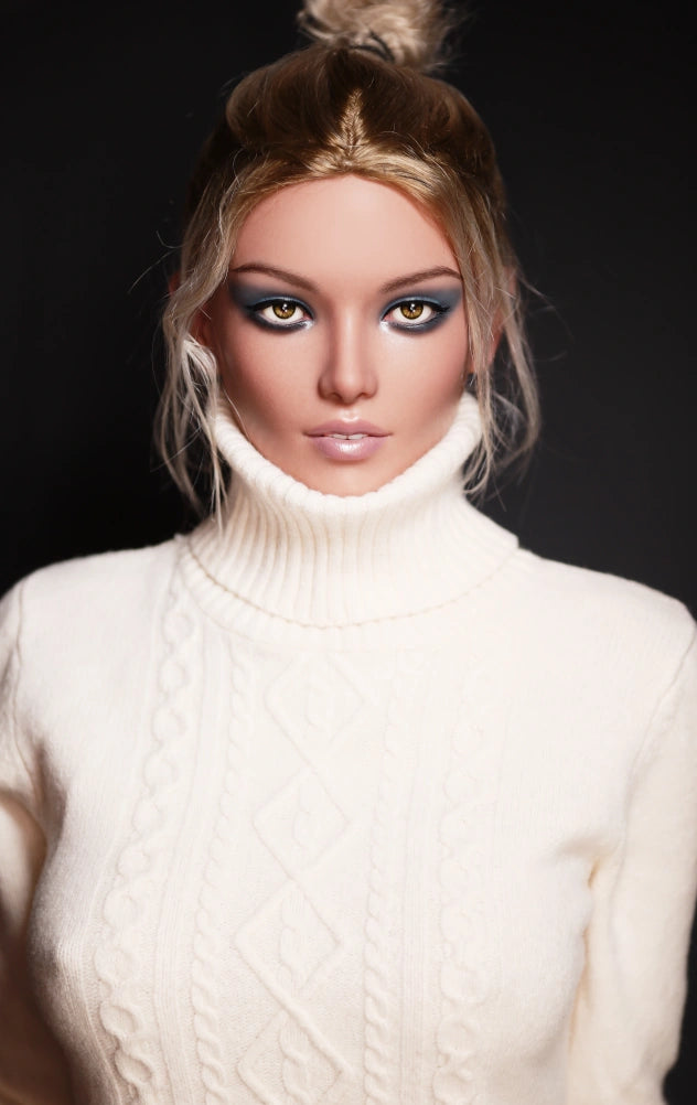 Suzanne - White over size sweater blonde Silicone sexy sex doll - Head (GE53) Anmodolls Zelex dolls - SILICONE