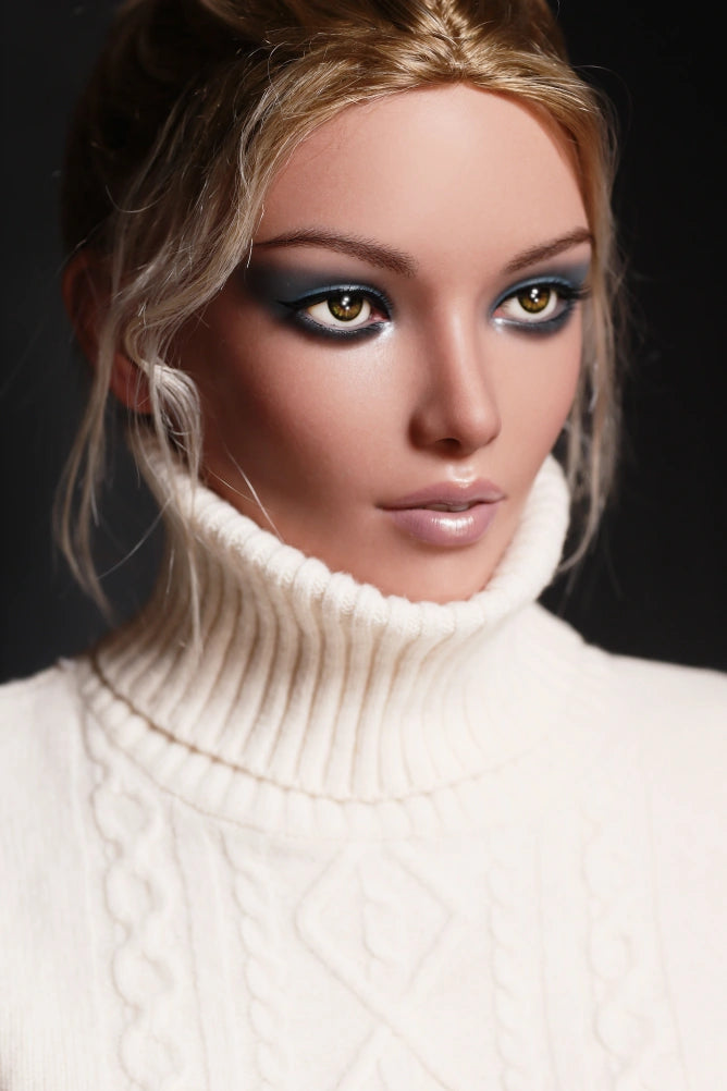 Suzanne - White over size sweater blonde Silicone sexy sex doll - Head (GE53) Anmodolls Zelex dolls - SILICONE