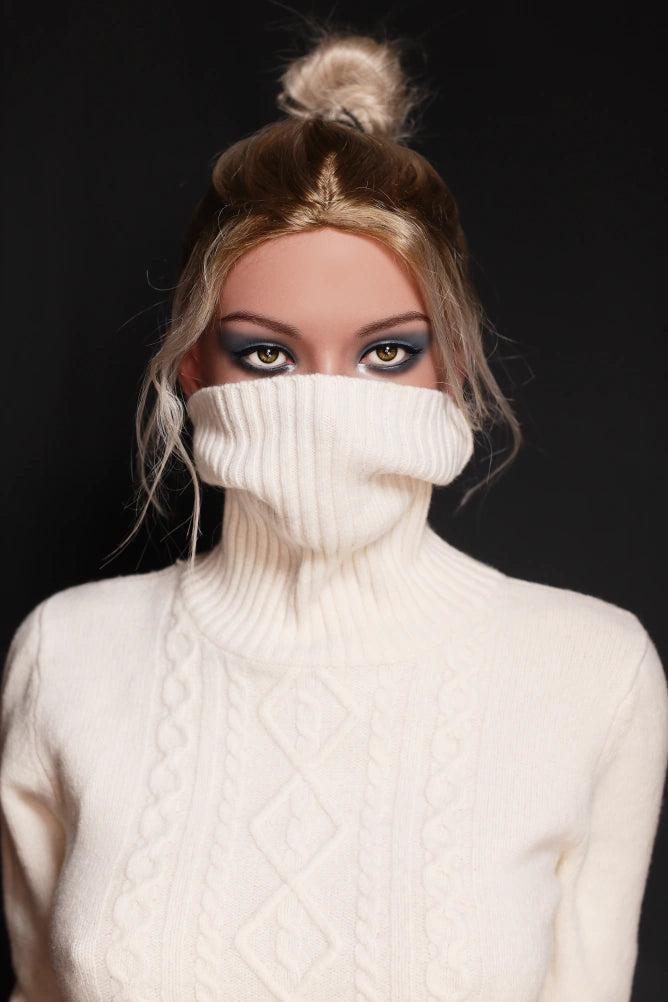 Suzanne - White over size sweater blonde Silicone sexy sex doll - Head (GE53) Anmodolls Zelex dolls - SILICONE