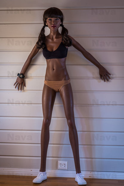 wm-168cm-a-cup-ebony-doll-nava - High-quality realistic doll, USA love doll, Europe sex dolls