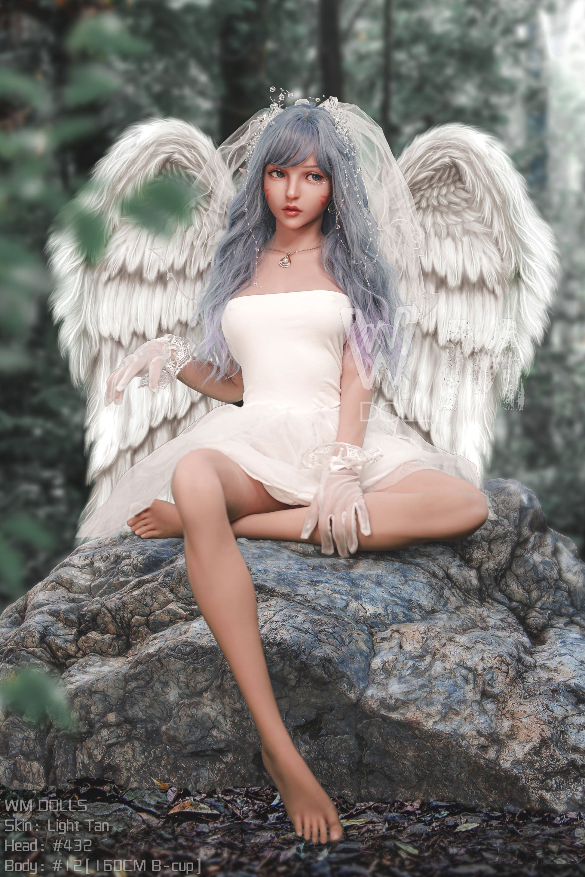 Alisan: WM Sex Doll, Teenage Gray-Haired Angel with Wings, Head No.432 Anmodolls WM DOLLS - TPE