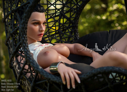 Hippolyta - AK175cm+S#159 (B) Silicone girl with long ponytail playing on a rocking chair Anmodolls Angelkisslovedoll - Silicone