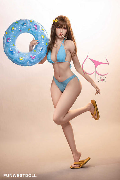 Funwest Jeanette: 157cm TPE Doll with Small C-Cup Breasts & Purple Swimwear