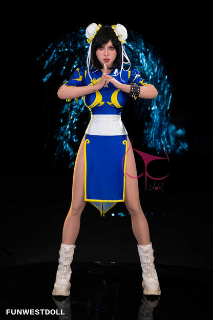Funwest Gabriela: 155cm Anime TPE Love Doll in Blue Fighter Outfit Anmodolls Funwest