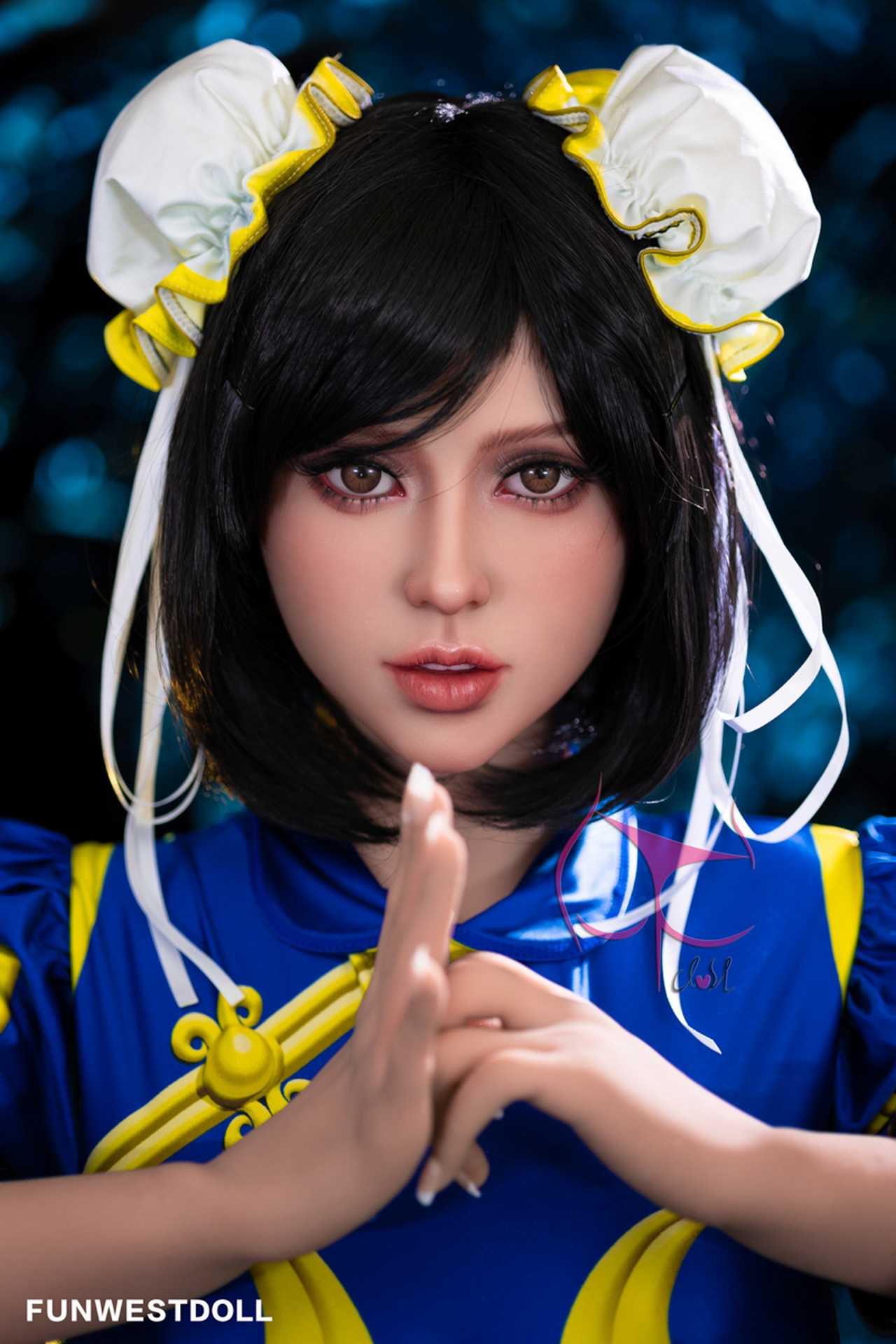 Funwest Gabriela: 155cm Anime TPE Love Doll in Blue Fighter Outfit