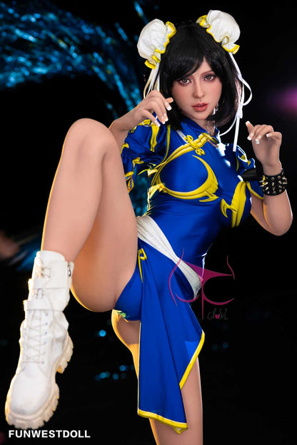 Funwest Gabriela: 155cm Anime TPE Love Doll in Blue Fighter Outfit Anmodolls Funwest