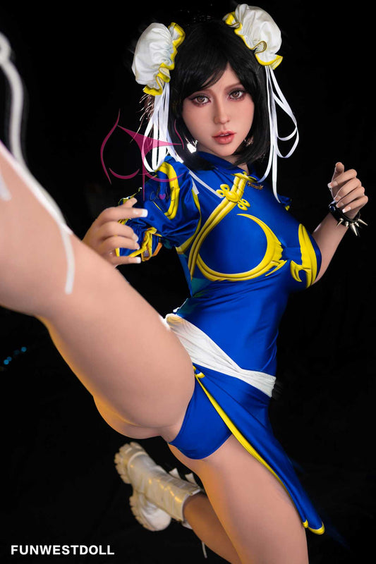 Funwest Gabriela: 155cm Anime TPE Love Doll in Blue Fighter Outfit Anmodolls Funwest