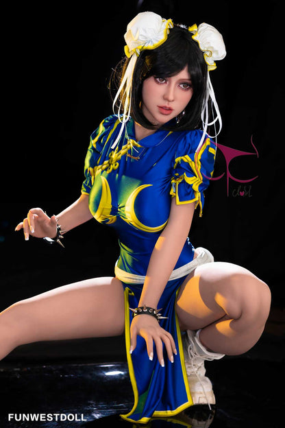 Funwest Gabriela: 155cm Anime TPE Love Doll in Blue Fighter Outfit Anmodolls Funwest