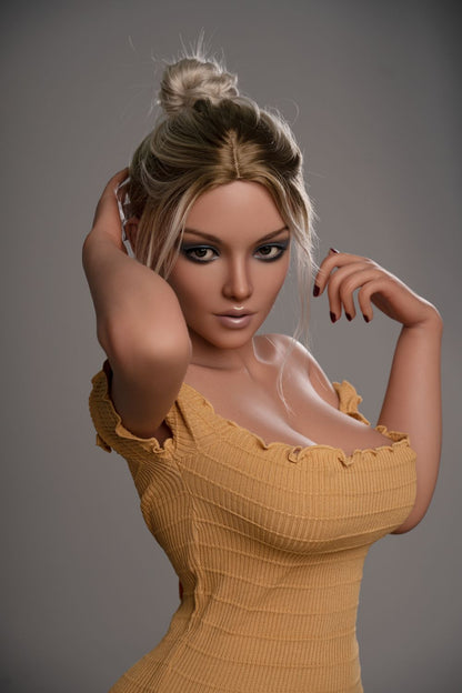 Elinor - sexy and charming Blonde suspender Silicone Sex doll - Head (G53)