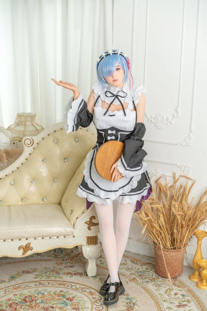 Leah - Blue hair maid dress realistic Silicone sex doll Anmodolls Zelex dolls - SILICONE