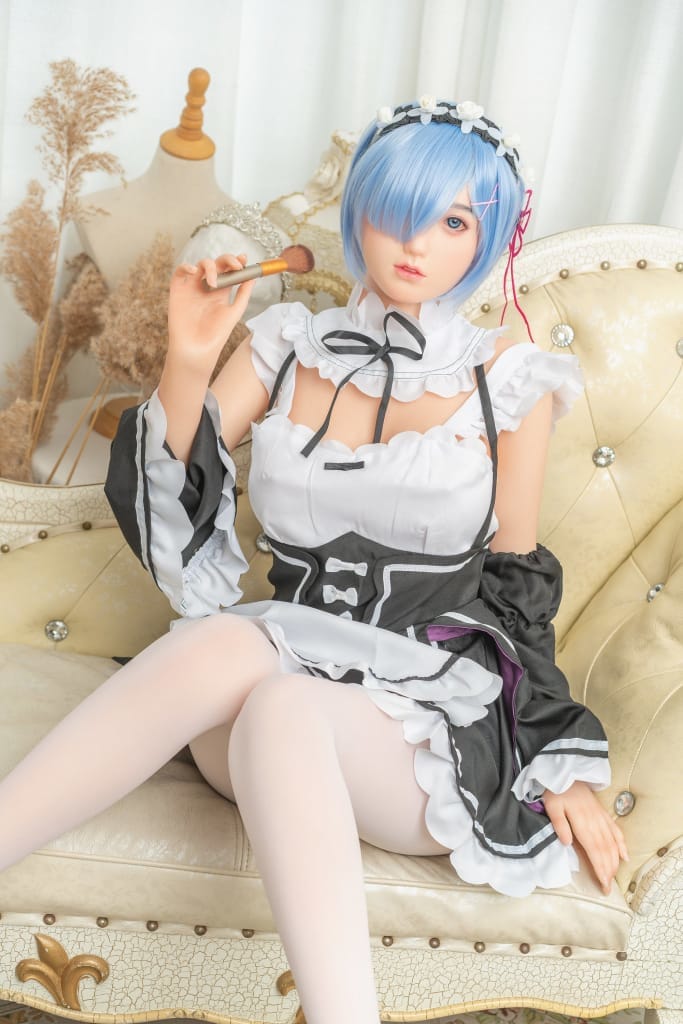Leah - Blue hair maid dress realistic Silicone sex doll