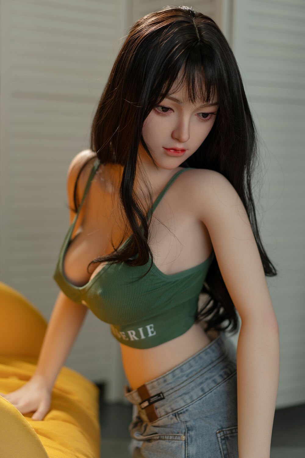 Jennie - Natural Face Jeans Asian Silicone sex doll - Head (GE44)