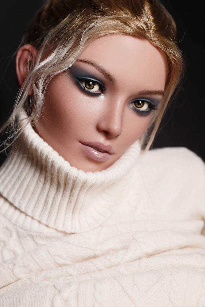 Suzanne - White over size sweater blonde Silicone sexy sex doll - Head (GE53)