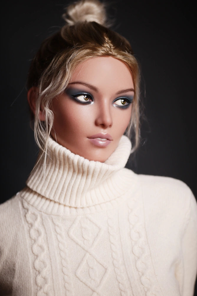 Suzanne - White over size sweater blonde Silicone sexy sex doll - Head (GE53)
