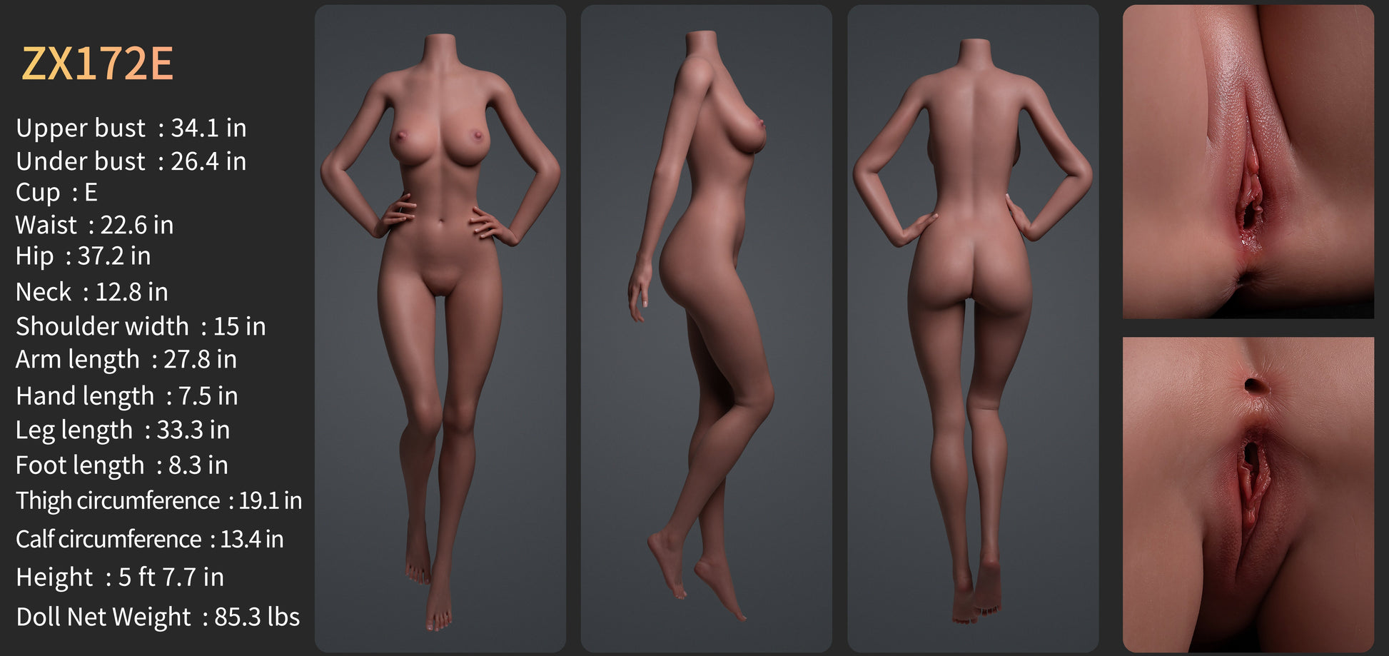 Image of zelex-172cm-e-head-zxe204_1-v2-usa-canada-stock, a high-quality and realistic sex doll by Anmodolls Zelex