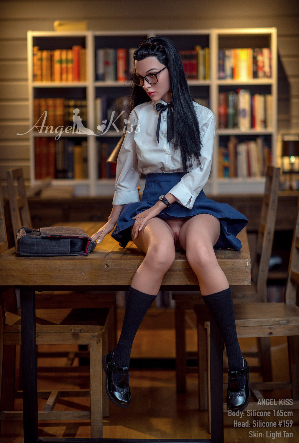 Aileen - S165cm+S#159 The gentle girl silicone doll with glasses in the library by Anmodolls