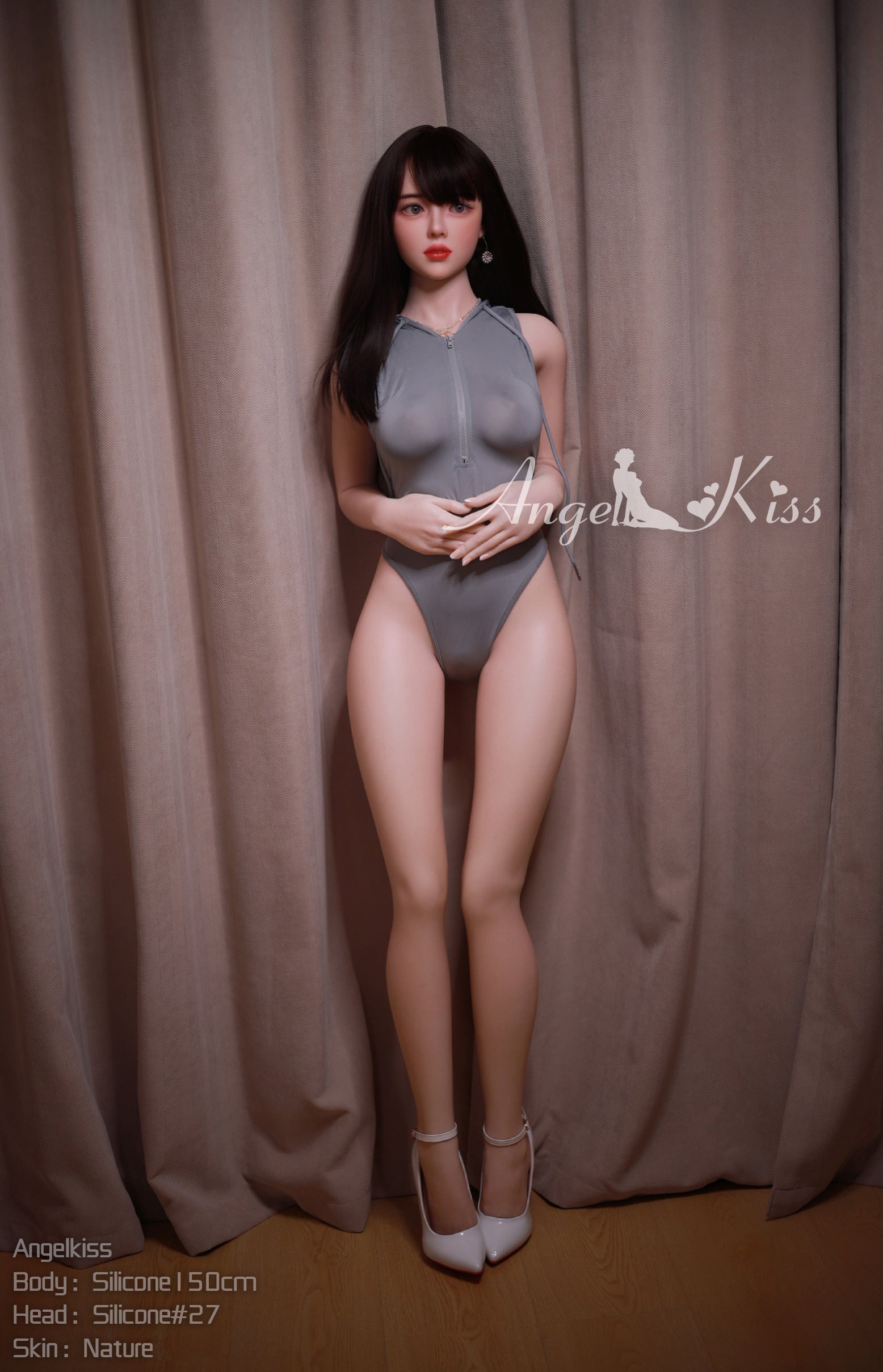 Light - S150cm+S#27 Asian young seductive silicone girls doll wearing bikini in the bathroom by Anmodolls
