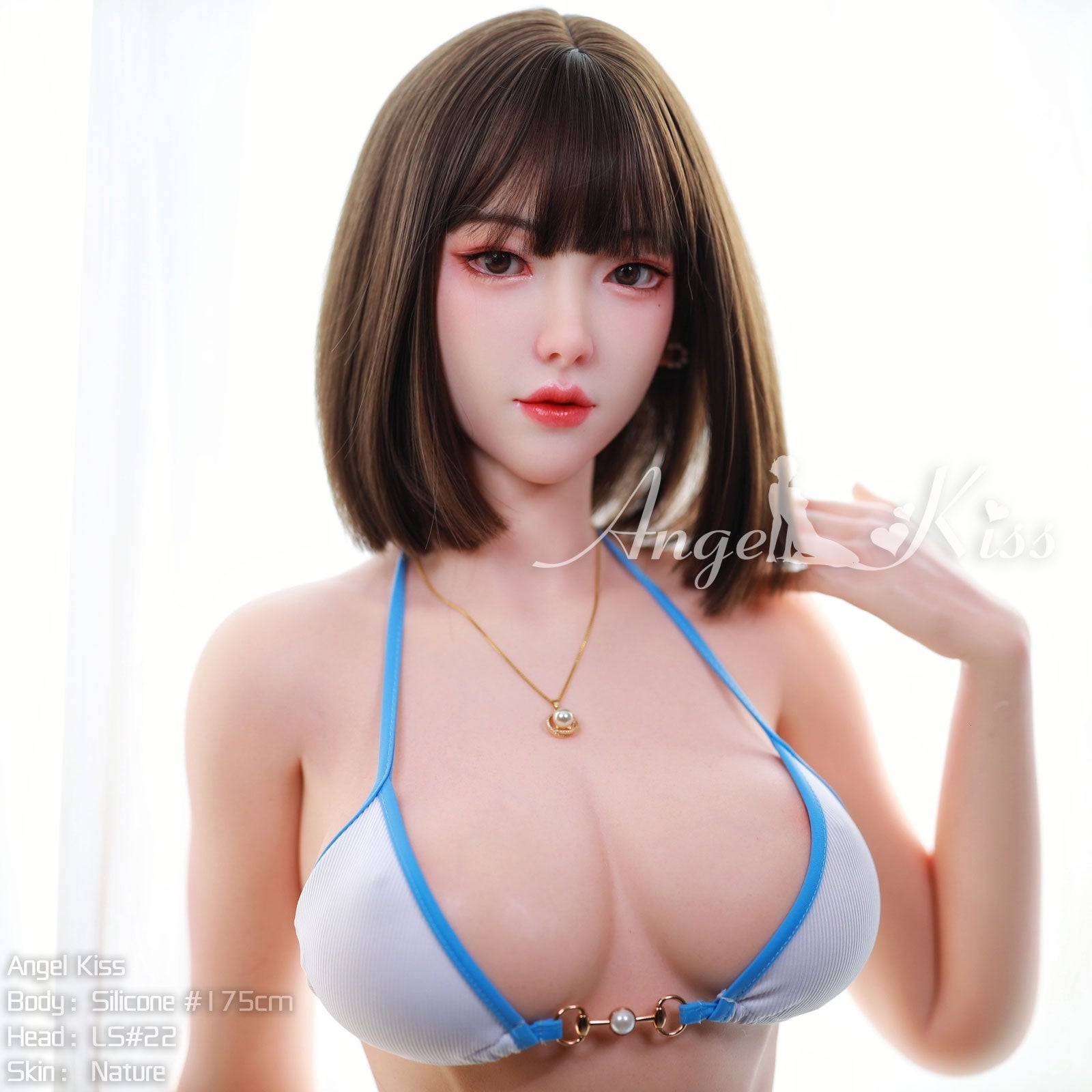 Noelle - S175cm+S#22 wearing green dress short hair woman silicone doll by Anmodolls