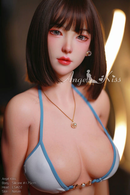 Noelle - S175cm+S#22 wearing green dress short hair woman silicone doll by Anmodolls